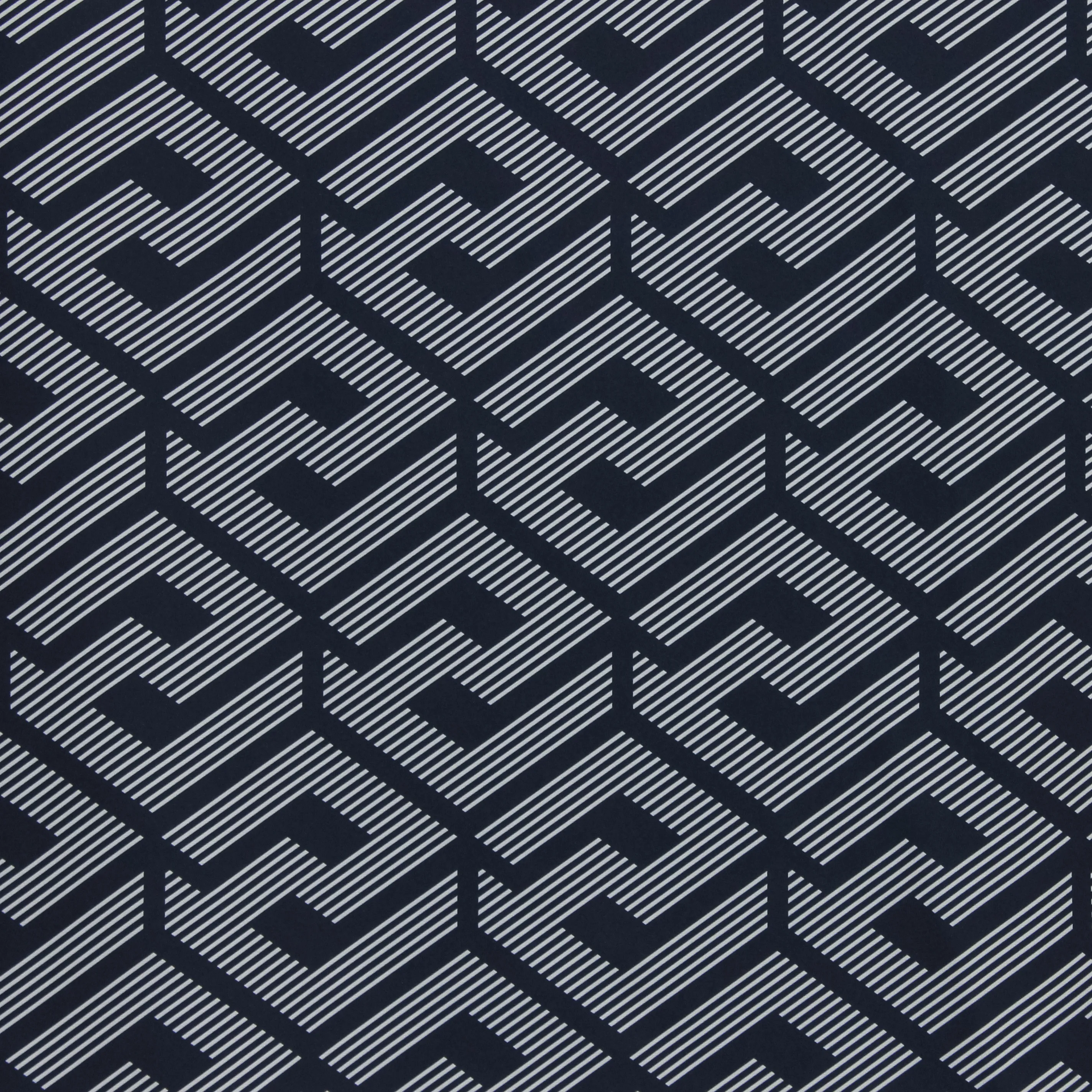 Polyester tricot abstract patroon - Blauw/Wit